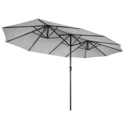 KZ GARDEN Parasol de jardin double Gris 4.50 x 2.65 x H 2.40 Toile polyester TWIN  