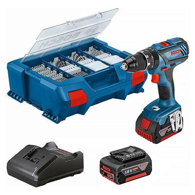 BOSCH  Gsb 18v-21 2x4.0ah Gal Set 82 Acc L-case Hammer Drill Argent&eacute;