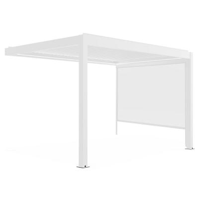 OVIALA Pergola bioclimatique adoss&eacute;e et motoris&eacute;e &eacute;clair&eacute;e 3x4m et 1 store 