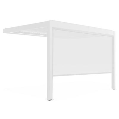OVIALA Pergola bioclimatique adoss&eacute;e et motoris&eacute;e &eacute;clair&eacute;e 3x4m et 1 store 
