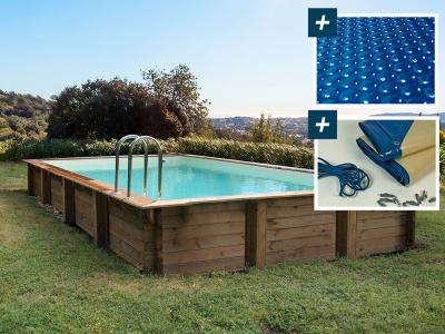 HABITAT ET JARDIN Piscine bois Sunrise 8.20 m + b&acirc;che