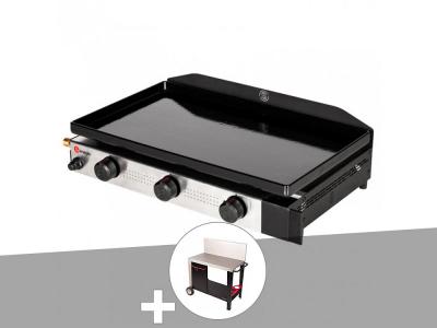 SOMAGIC Plancha gaz &agrave; poser 3 br&ucirc;leurs Solia 300 -  + Chariot plancha en m&eacute;tal Salvia
