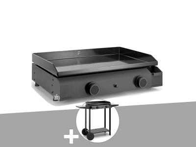 FORGE ADOUR  - Plancha gaz Base 60 acier avec chariot Noir