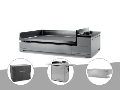 FORGE ADOUR Plancha gaz Premium 60 inox avec couvercle, chariot et housse - 