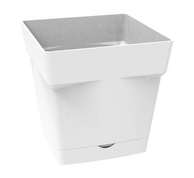 EDA Pot carr&eacute; Toscane avec r&eacute;serve d'eau 17.4cm blanc