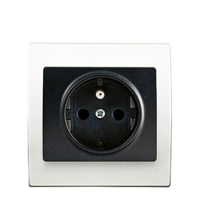 SIEMENS  - Prise 2P+T Anthracite Delta Iris + Plaque basic Blanc