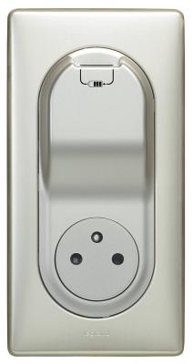 LEGRAND  - Celiane kit prise 2 p&ocirc;les + terre + USB plaque titane