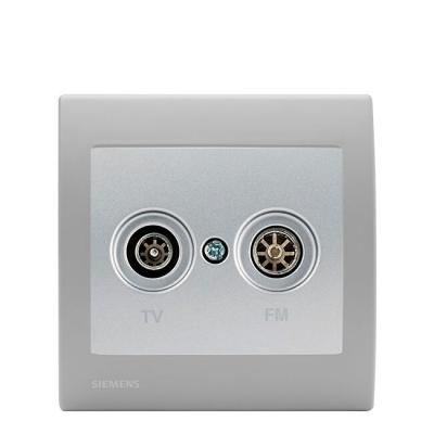 SIEMENS  - Prise TV/FM Silver Delta Iris + Plaque basic Silver