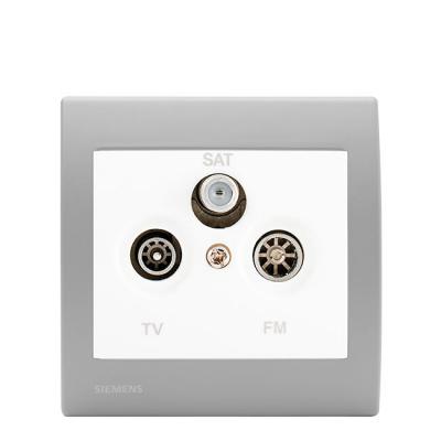 SIEMENS PriseTV/FM/SAT Blanc Delta Iris + Plaque basic Silver  