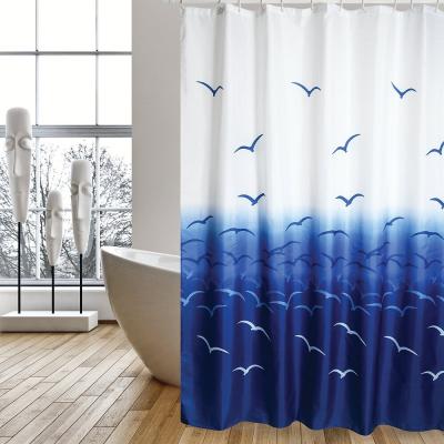 MSV Rideau de douche Polyester 180x200cm Moutes Bleu & Blanc