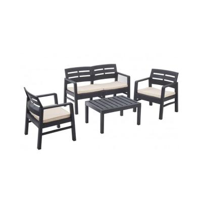KZ GARDEN Salon de jardin  4 pi&egrave;ces Canap&eacute; 2 places + 2 fauteuils + Table basse