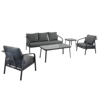 OVIALA  Salon de Jardin 5 Place Gris Anthracite