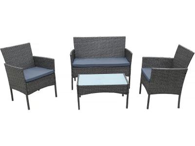 HABITAT ET JARDIN Salon de jardin bas r&eacute;sine toronto 4 places - gris fonc&eacute;