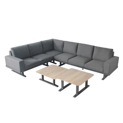 OVIALA  Salon de Jardin d'angle 5 Places Gris