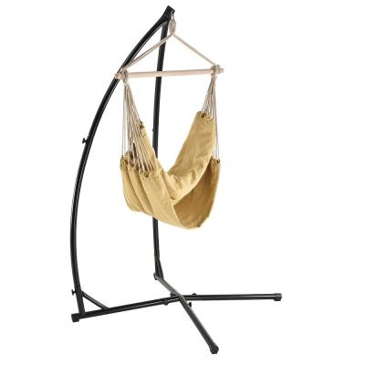 HELLOSHOP26 Si&egrave;ge suspendu fauteuil suspendu chaise hamac avec cadre coton polyester m&eacute;tal fritt&eacute; beige et noir 100 x 100 cm 03_0003769 