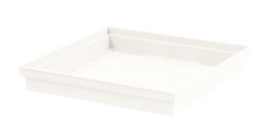 EDA Soucoupe carr&eacute;e Toscane 27cm blanc pour pots ronds 