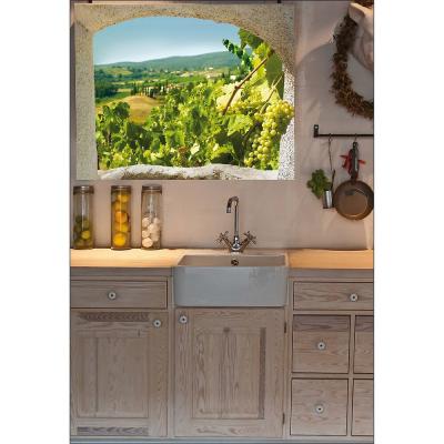 PLAGE D&eacute;coration adh&eacute;sive Toscane Trompe l'&OElig;il Fen&ecirc;tre, Polyester, Multicolore, 75 x 0,1 x 60 cm
