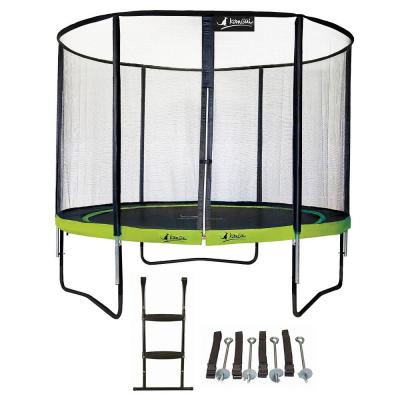 KANGUI Trampoline de jardin rond 305 cm + filet de s&eacute;curit&eacute; + &eacute;chelle + kit d'ancrage