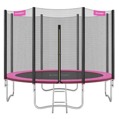 HELLOSHOP26 Trampoline ext&eacute;rieur enfant 305 cm avec filet de s&eacute;curit&eacute; coussins de protection &eacute;chelle capacit&eacute; 150 kg pour jardin rose 12_0002064 