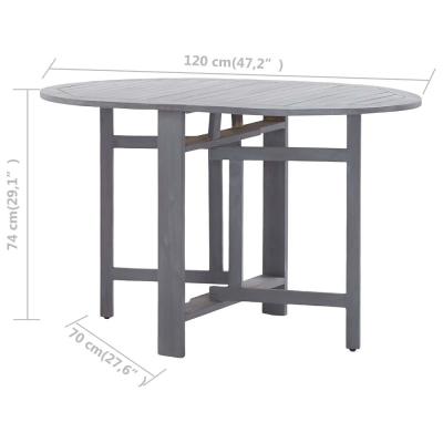 VIDAXL  Table de Jardin en Bois d'acacia Massif Gris 120 x 70 x 74 cm