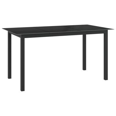 VIDAXL Table de jardin Noir 150x90x74 cm Aluminium et verre  Noir