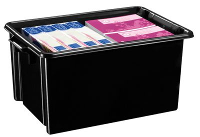 CEP Bac de rangement superposable avec poign&eacute;e - 48,5 litres - noir