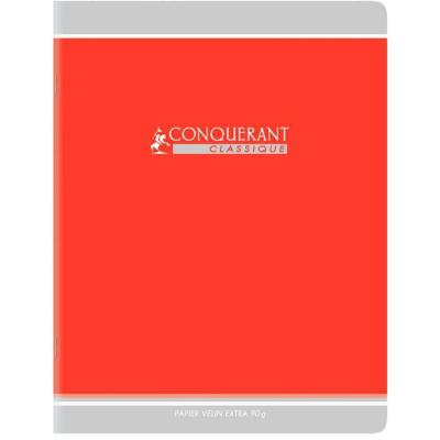 CONQUERANT  - Cahier Piqures Grand Carreaux 17x22 32p 4mm 90g