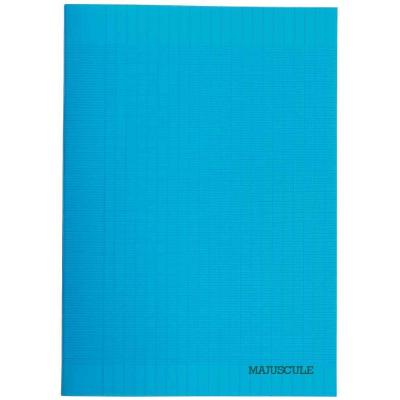 MAJUSCULE -cahier Piqures Grand Carreaux Polypropylene A4 96p 90g Bleu