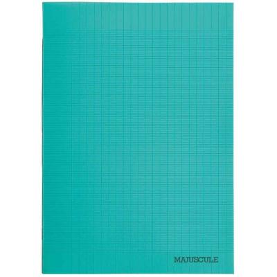 MAJUSCULE Cahier piqures grand carreaux polypropylene A4 96p 90g vert 