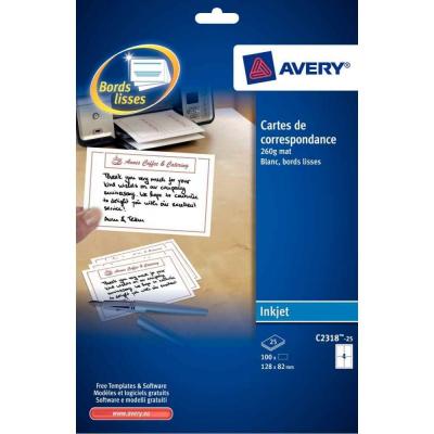 AVERY DENNISON Carte de correspondance imprimable Avery 210x99mm 220g - Pochette de 75