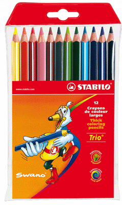 STABILO Crayon de couleur triangulaire 17cm - &Eacute;tui de 12