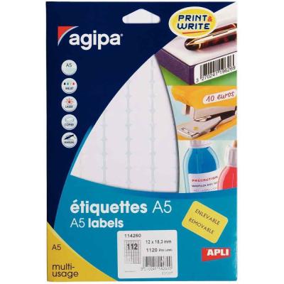AGIPA Etiquette adh&eacute;sive  A5 12x19 - etui 1120