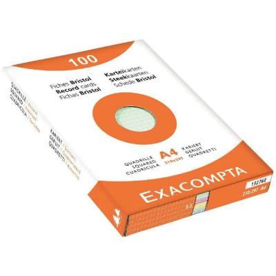 EXACOMPTA Fiche bristol petit carreaux 210x297 assorti - boite de 100