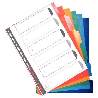 EXACOMPTA  Intercalaires Carte lustr&eacute;e 225g avec onglets renforc&eacute;s - 6 positions - A4 - Couleurs assorties