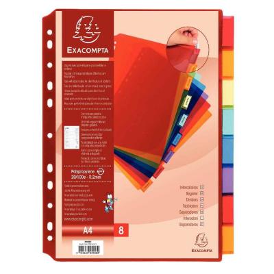 EXACOMPTA Intercalaires personalisables &agrave; onglet A4 couleur - jeu de 8