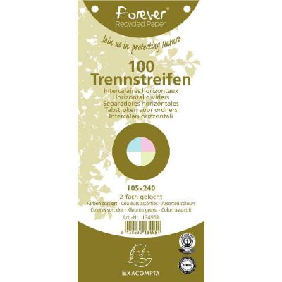 EXACOMPTA Paquet de 100 fiches intercalaires, 180G. Format : 10.5 x 24 cm. 10 couleurs assortie