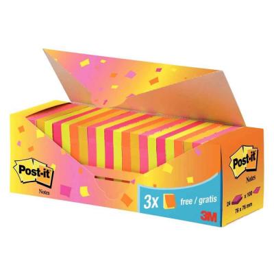 POST IT Post-it 76x76mm couleurs assorties - boite de 24 dont 3 gratuits