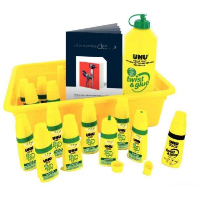 UHU   Schoolpack de 12 flacons Twist and Glue + recharge 500ml