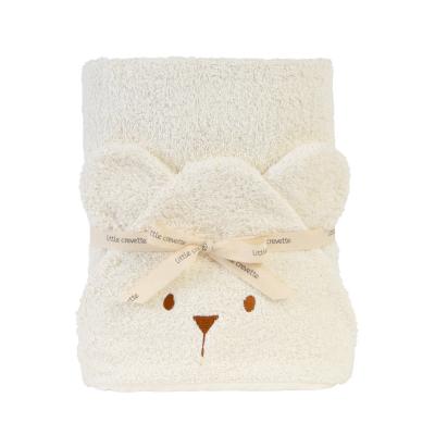 LITTLE CREVETTE Cape De Bain &Agrave; Oreilles Ourson - &Eacute;cru Beige