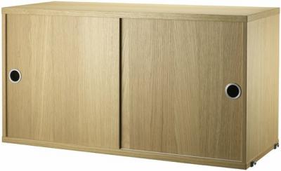 Caisson en ch&ecirc;ne 2 portes coulissantes 78 x 30 x 42 cm - String furniture