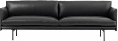 MUUTO  - Outline Canap&eacute; 3 places, noir Refine Leather / noir