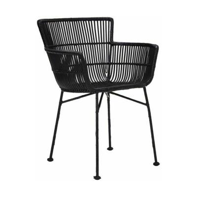 House Doctor Coon rotin &agrave; manger chaise avec accoudoirs noirs