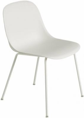 Chaise Fiber composite bois et plastique blanc & pi&egrave;tement acier - Muuto