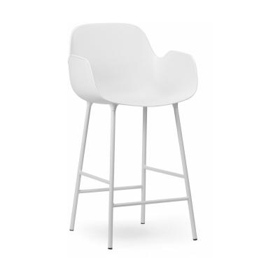 Chaise de bar Form structure acier avec accoudoirs - blanc/blanc - 65 cm