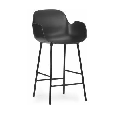 Chaise de bar Form structure acier avec accoudoirs - noir/noir - 65 cm
