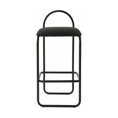 Chaise de bar en boucl&eacute; gris anthracite 37 x 39 x 92 cm Angui - AYTM