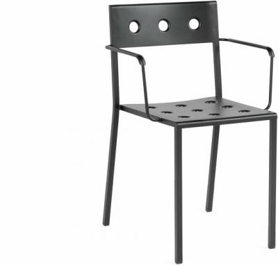 HAY Chaise de jardin avec accoudoirs en acier anthracite Balcony - 
