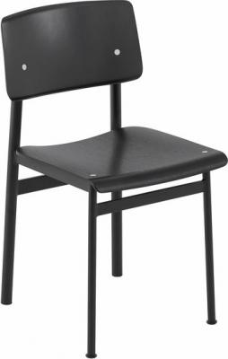 Chaise en ch&ecirc;ne noir et assise noire Loft - Muuto