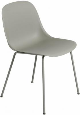 Chaise Fiber composite bois et plastique gris & pi&egrave;tement acier - Muuto