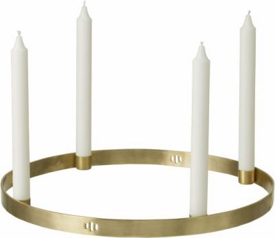 FERM LIVING Petit bougeoir circulaire en laiton dor&eacute; 25 x 2 cm - 